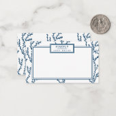 パーソナライズされた,エレガント藍色サンゴ模様 ノートカード (正面/裏面インサイチュ)
