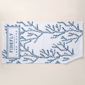 パーソナライズされた,エレガント藍色サンゴ模様 ビーチタオル (正面)