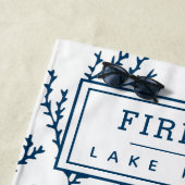 パーソナライズされた,エレガント藍色サンゴ模様 ビーチタオル (インサイチュ)