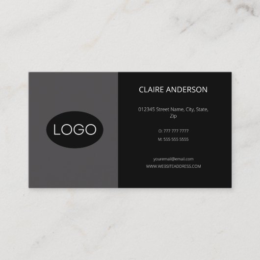 パーソナライズされた、カスタム黒のロゴ 名刺 (正面)