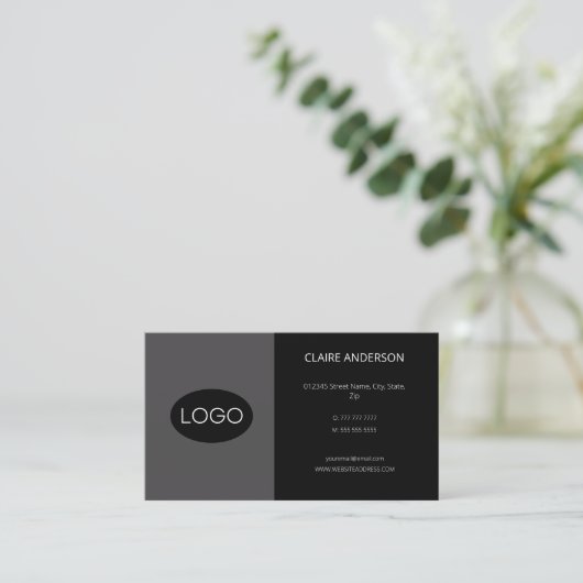 パーソナライズされた、カスタム黒のロゴ 名刺 (スタンド正面)