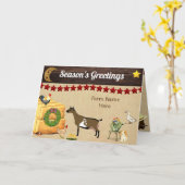 パーソナライズされた – カントリークリスマスナイジェリアヤギ カード (黄色い花)