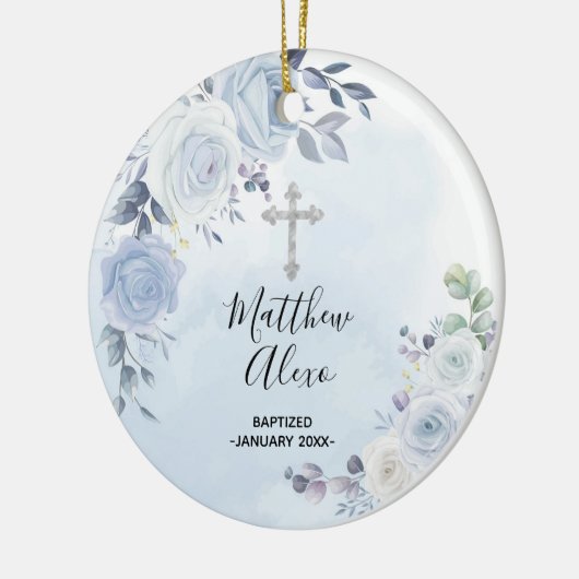パーソナライズされた《キリスト教》洗礼式や命名式バプテスマオーナメント セラミックオーナメント (左)