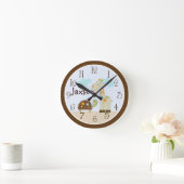 パーソナライズされた「クスクス集団キリン&カメ」時計 ラウンド壁時計 (ホーム)