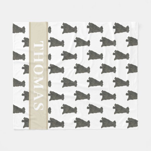 パーソナライズされた シュナウザー（ブラック） フリースブランケット (正面(横))