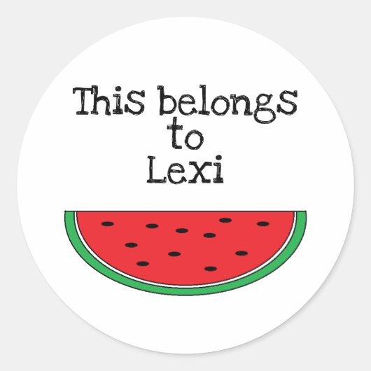 パーソナライズされた「スイカ」スタンプ ラウンドシール (正面)