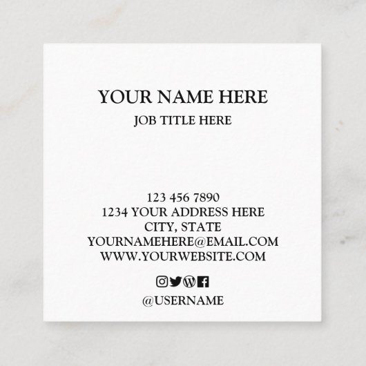 パーソナライズされた  スクエア名刺 (裏面)