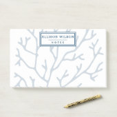 パーソナライズされた,スタイリッシュティール（緑がかった色）ブルーコーラルパターン ポストイット (デスク)