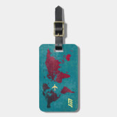 パーソナライズされた&スタイリッシュ、世界地図の航空旅行 ラゲッジタグ (正面縦)