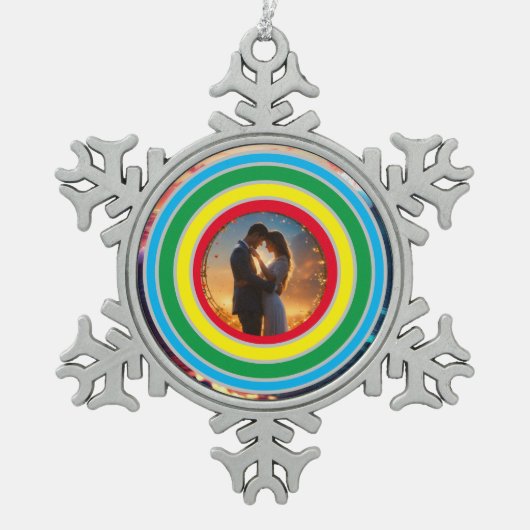 パーソナライズされた スノーフレークピューターオーナメント (正面)