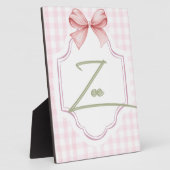 パーソナライズされた ゾーイ ベイビー ガール ぬーさりー ボウ＆ギンガム フォトプラーク (側面)