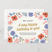 パーソナライズされた – デリケートなフローラ誕生日 ポストカード (正面/裏面)