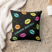 パーソナライズされた ネオン リップ グローイング ピロー ブラック (ブランケット)