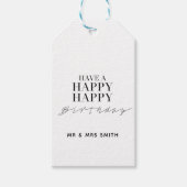 パーソナライズされた「ハッピーバースデー」ホワイト ギフトタグ (正面)
