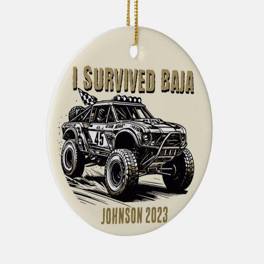 パーソナライズされた – バハ生き延びトラック・クリスマス セラミックオーナメント (右)