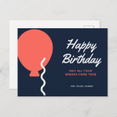パーソナライズされた – バルーン誕生日 ポストカード (正面/裏面)