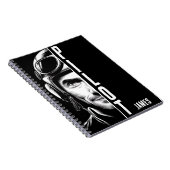 パーソナライズされた,パイロット顔,漫画，白黒 ノートブック (右側)