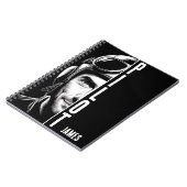 パーソナライズされた,パイロット顔,漫画，白黒 ノートブック (左側)