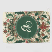 パーソナライズされた/ビクトリアン/ヴィンテージクラシッククリスマス ゴルフタオル (横)