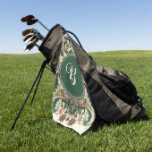 パーソナライズされた/ビクトリアン/ヴィンテージクラシッククリスマス ゴルフタオル (グリーン)