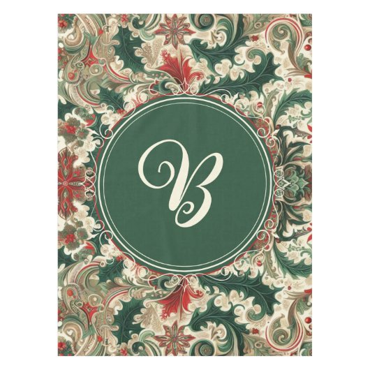 パーソナライズされた/ビクトリアン/ヴィンテージクラシッククリスマス テーブルクロス (正面)