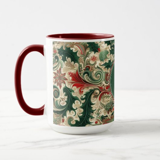 パーソナライズされた/ビクトリアン/ヴィンテージクラシッククリスマス マグカップ (左)