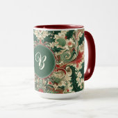 パーソナライズされた/ビクトリアン/ヴィンテージクラシッククリスマス マグカップ (正面右)