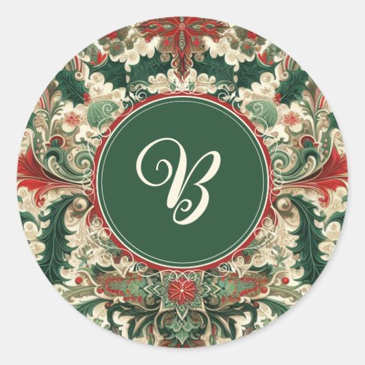 パーソナライズされた/ビクトリアン/ヴィンテージクラシッククリスマス ラウンドシール (正面)