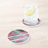 パーソナライズされた/ピンクとターコイズ/抽象デザイン コースター (側面)