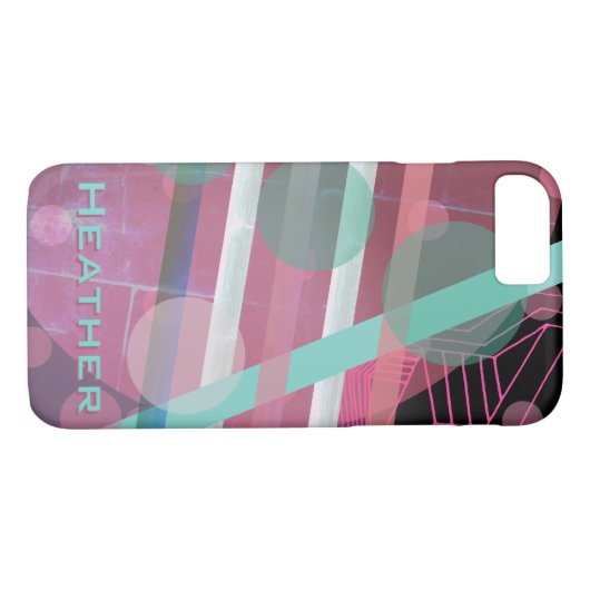 パーソナライズされた/ピンクとターコイズ/抽象デザイン Case-Mate iPhoneケース (裏面(横))