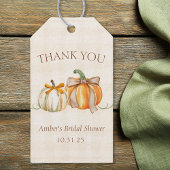 パーソナライズされた ブライダルシャワーのための ラスティック オータム 感謝 ギフトタグ