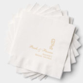 パーソナライズされた ブライダルシャワーパール&プロセッコ ゴールド 箔ナプキン (インサイチュ (積み重ね))