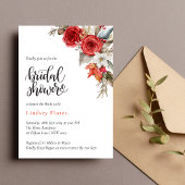 パーソナライズされた ブライダル シャワーフラワー ローズ グリーン 招待状