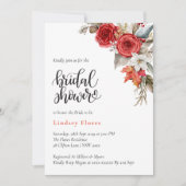 パーソナライズされた ブライダル シャワーフラワー ローズ グリーン 招待状 (正面)