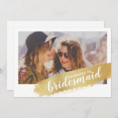 (パーソナライズされた)ブライドメイド提案金ゴールドブラシカード 招待状 (正面/裏面)