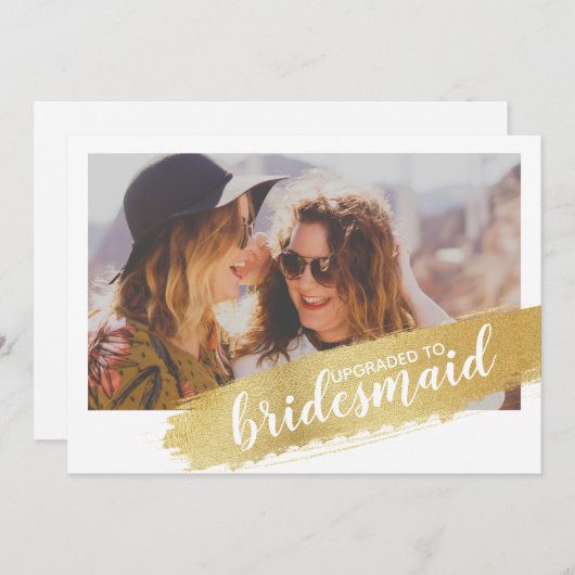 (パーソナライズされた)ブライドメイド提案金ゴールドブラシカード 招待状 (正面/裏面)