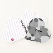 パーソナライズされた ブラックグレーの分子 ハート ノートブック (内部)