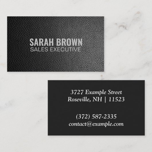 パーソナライズされた「ブラックレザー」（アメリカ） 名刺 (正面/裏面)
