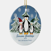 パーソナライズされた:ペンギンファミリーのクリスマス装飾品 セラミックオーナメント (右)