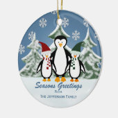 パーソナライズされた:ペンギンファミリーのクリスマス装飾品 セラミックオーナメント (左)