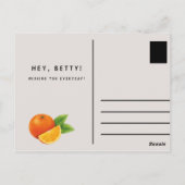 パーソナライズされた – ミカン図解入りの、写真付きのグレイヴィンテージ ポストカード (裏面)