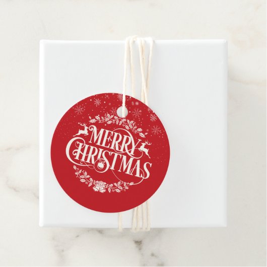 パーソナライズされた メリークリスマス スノーフレーク レッド フェイバータグ (インサイチュ)