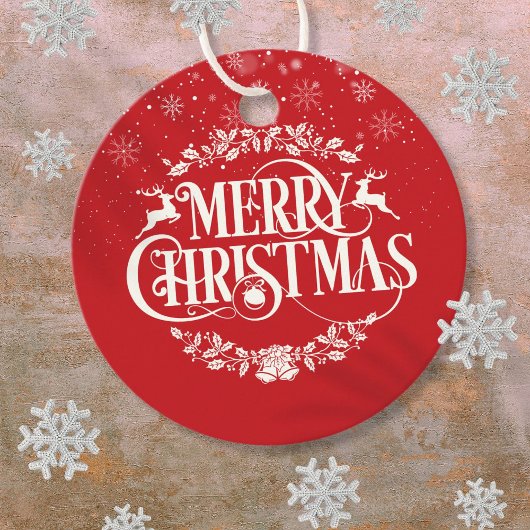 パーソナライズされた メリークリスマス スノーフレーク レッド フェイバータグ