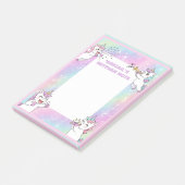 パーソナライズされた(ユダヤ教の)バル・ミツバーノートピンクユニコーンメモ ポストイット (アングル)