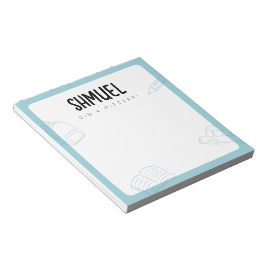 パーソナライズされた（ユダヤ教の）バル・ミツバー注記 ノートパッド (アングル)