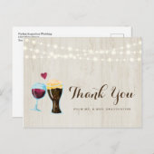 パーソナライズされた ラスティック ワイン & ビール ウェディング サンクス ポストカード (正面/裏面)