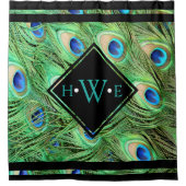 パーソナライズされた – 上品な孔雀の羽 シャワーカーテン (正面)