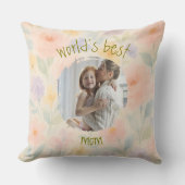 パーソナライズされた「世界のお母さん最高ののフローラ枕 クッション (正面)