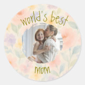 パーソナライズされた「世界のマ最高のママ」フローラシール ラウンドシール (正面)