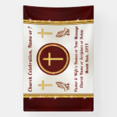 パーソナライズされた、任意の大事な行事の教会バナー 横断幕 (縦)